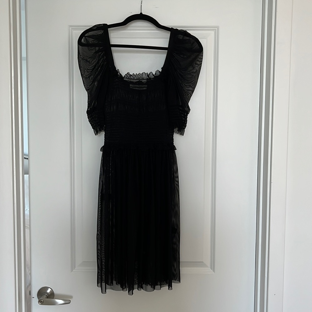 Amanda Uprichard Sheer Hurrah Dress in Black